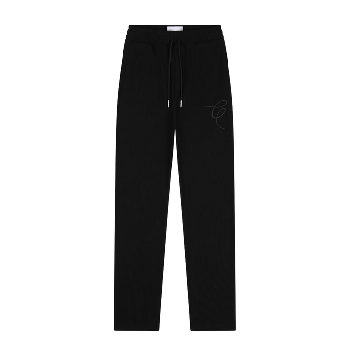 Ribbed Straight Leg Pants - Black
