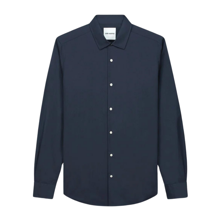 Organic Cotton Stretch Shirt - Navy