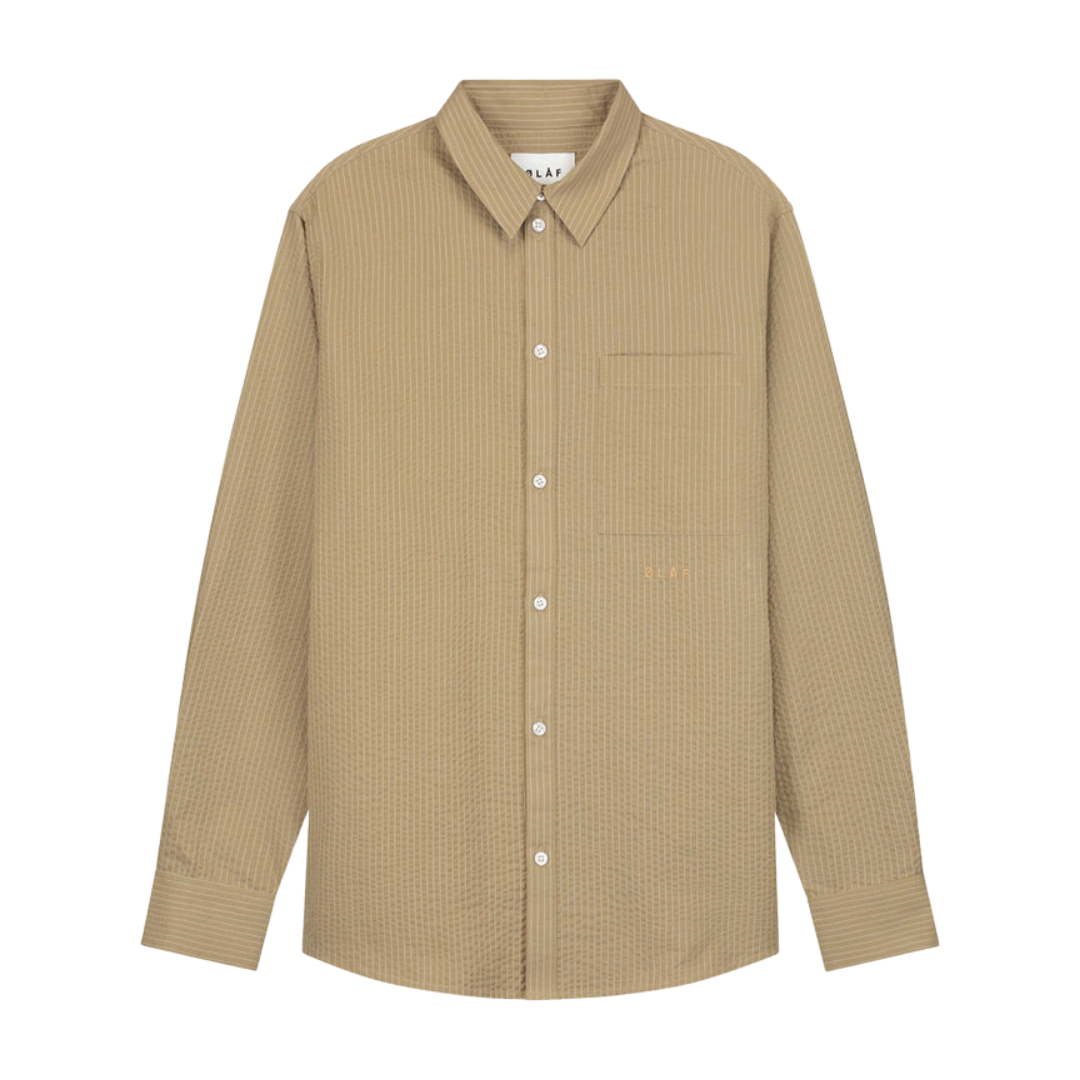 Seersucker Stripe Shirt - Brown