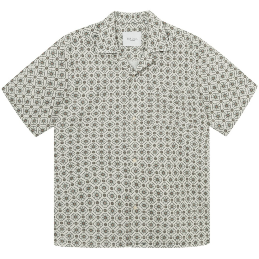 Tapestry SS Shirt - Ivory/Light Jade Green