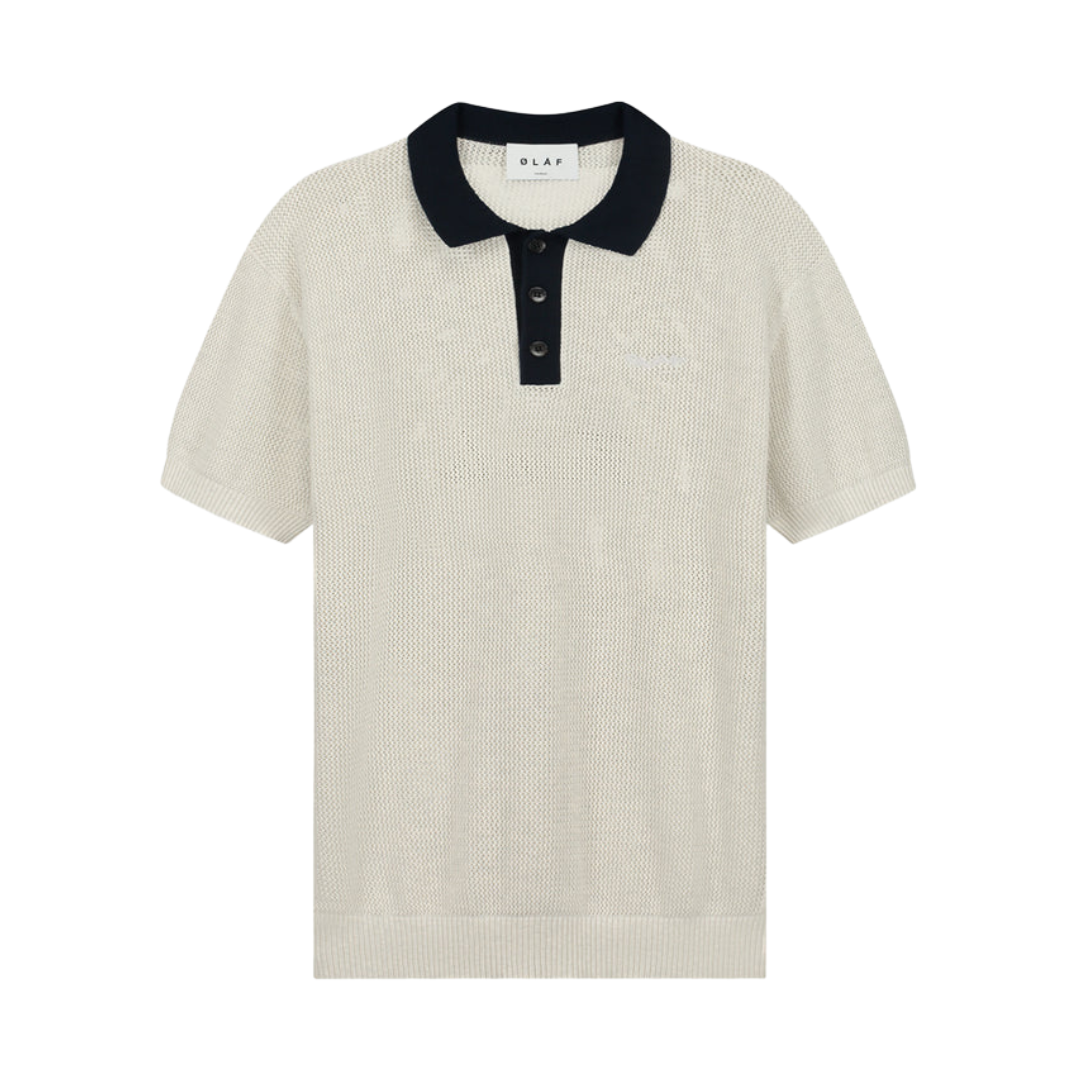 Varsity Polo Knit SS - Off-White