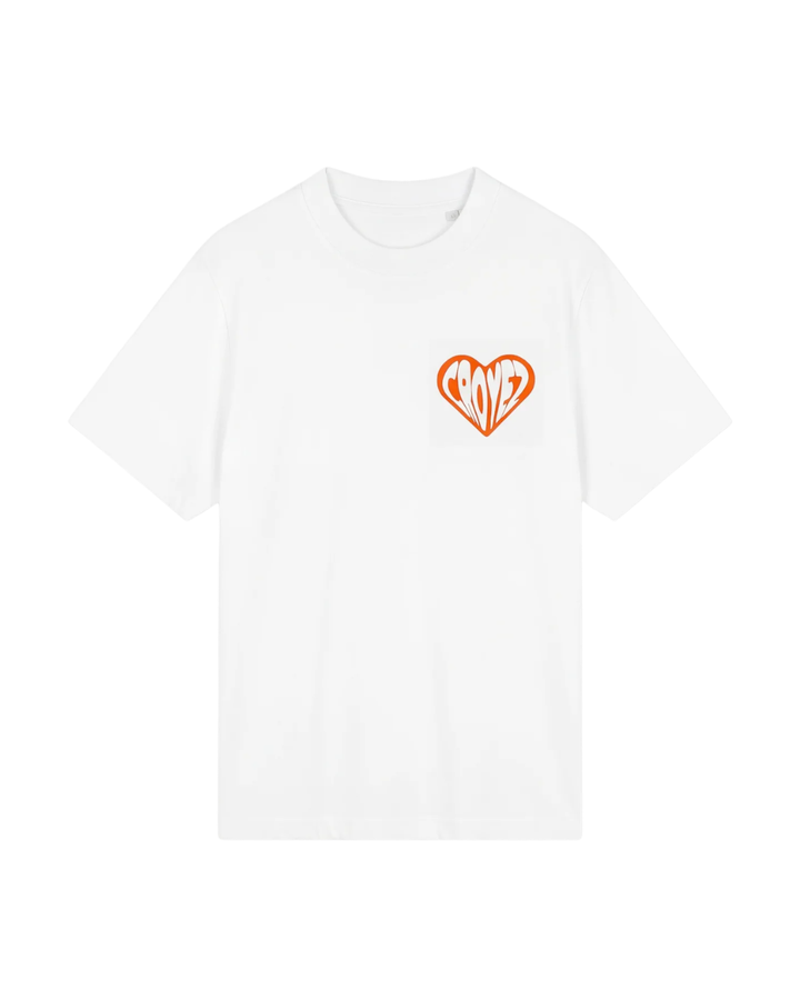 Puffed Heart T-Shirt - White/Orange