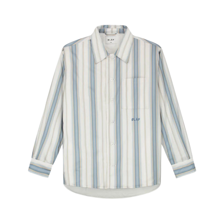 Padded Stripe Overshirt - White/Blue
