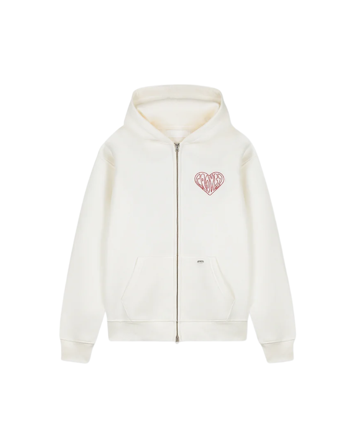 Stitched Heart Zip Hoodie - Off-White