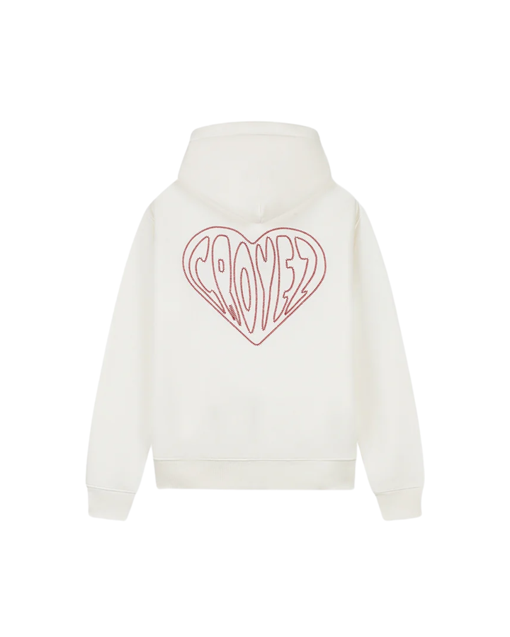 Stitched Heart Zip Hoodie - Off-White