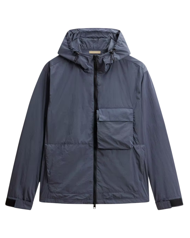 Shiny Nylon Hooded Jacket - Grisaille