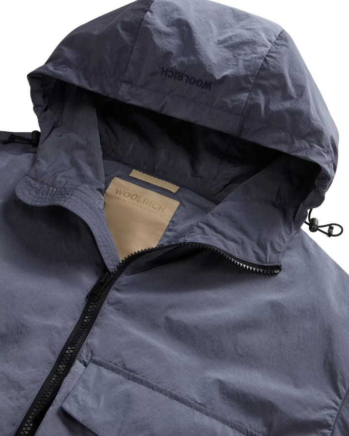Shiny Nylon Hooded Jacket - Grisaille