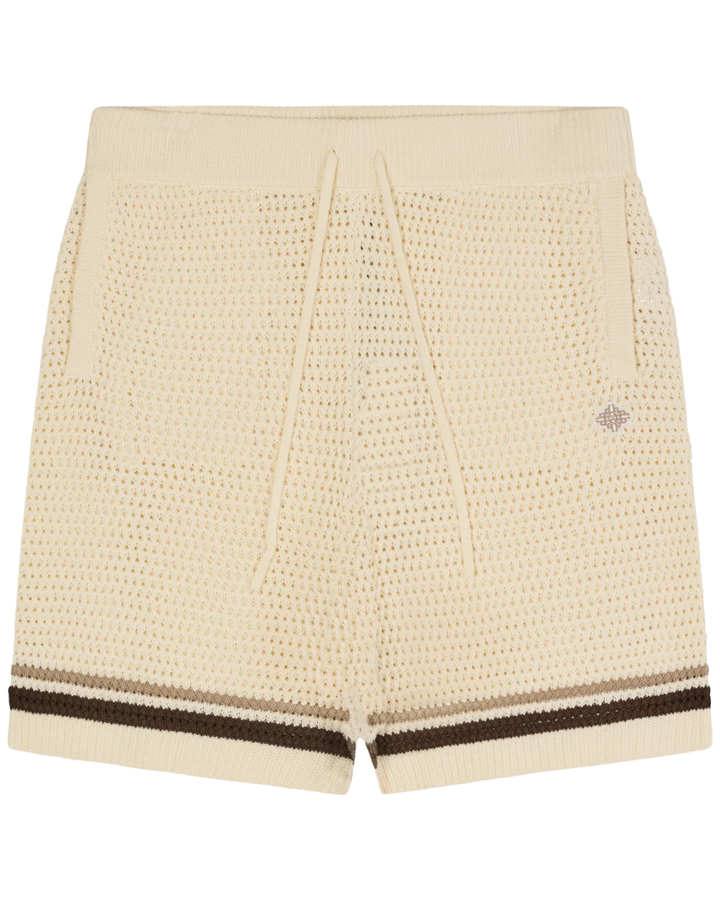 Crochet Knitted Stripe Shorts - Off White