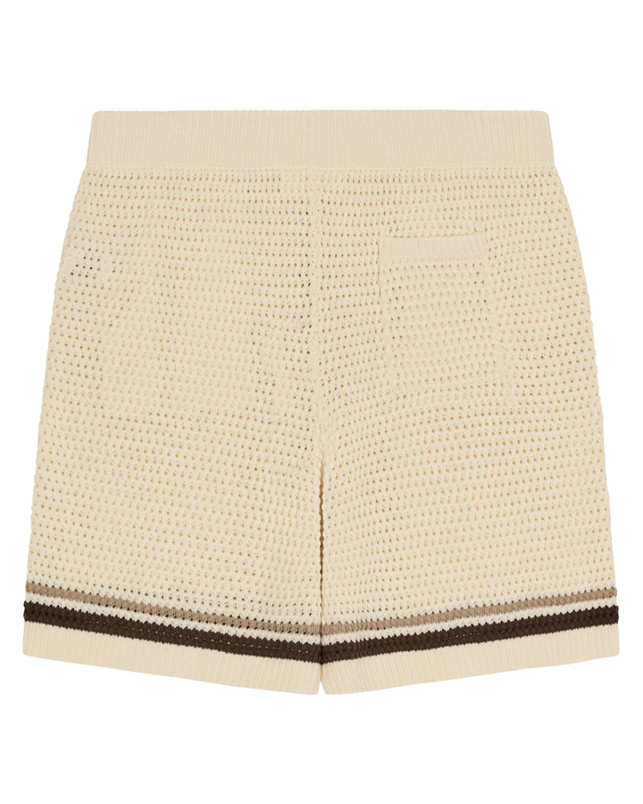 Crochet Knitted Stripe Shorts - Off White