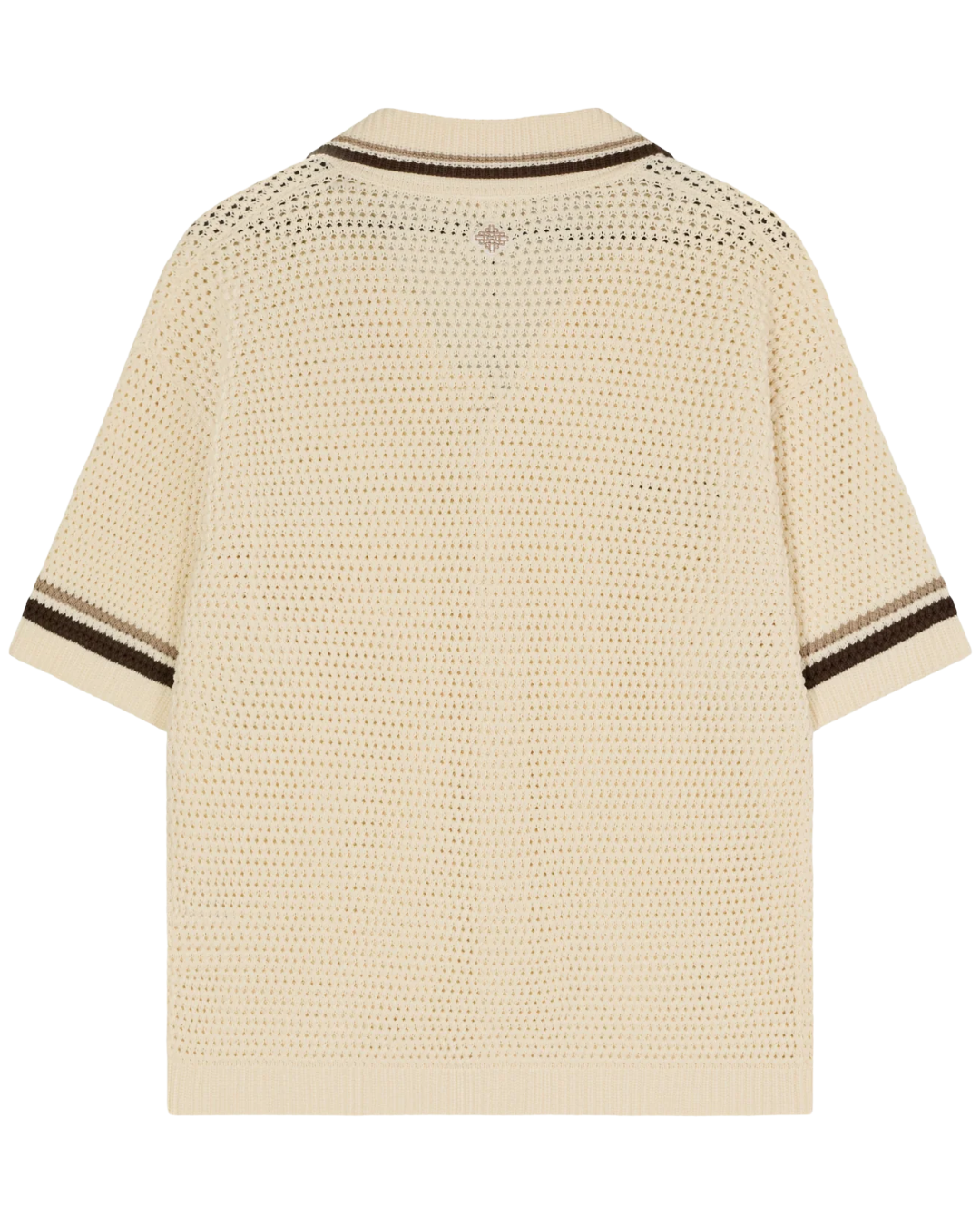 Crochet Knitted Stripe Button Trough Shirt - Off White