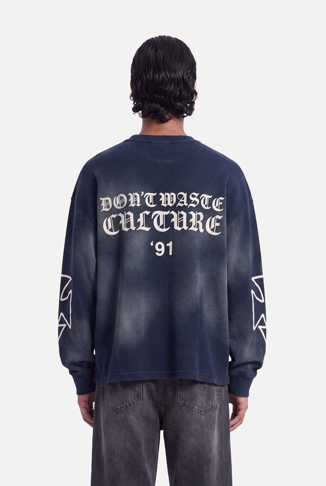 Romiya Waffle Longsleeve | Navy Blue - Early access Don't Waste Culture