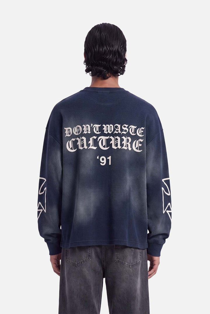 Romiya Waffle Longsleeve | Navy Blue - Early access Don't Waste Culture