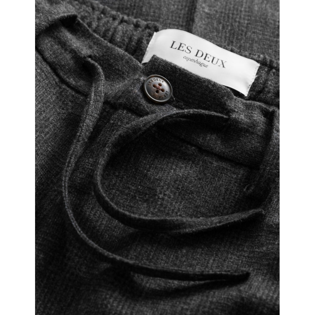 Pino Check Elastic Waist Pants - Black