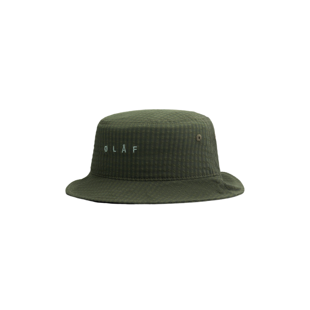 Seersucker Bucket Hat - Forest Green